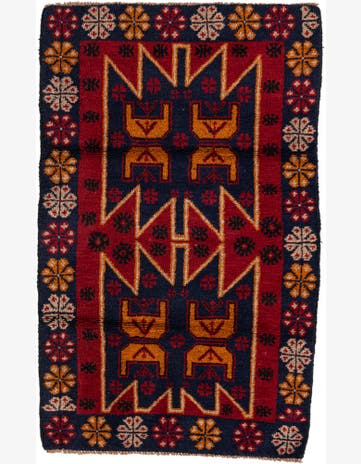 2' 10 x 4' 6 Hand Knotted Balouch Persian Wool Rug