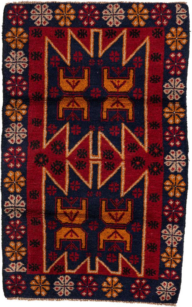 2' 10 x 4' 6 Hand Knotted Balouch Persian Wool Rug