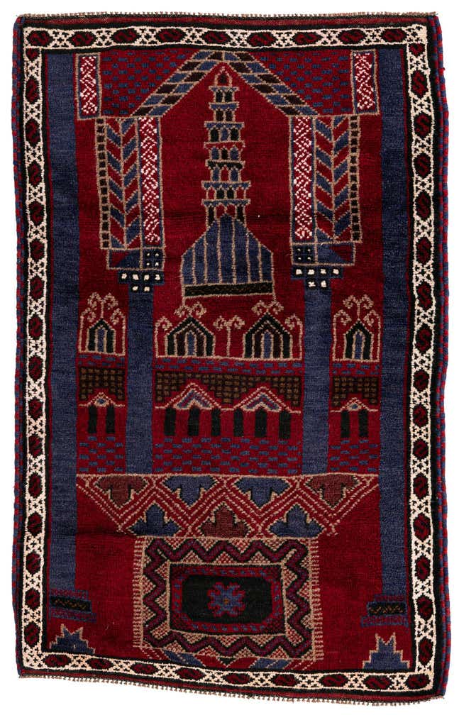 2' 11 x 4' 8 Hand Knotted Balouch Persian Wool Rug