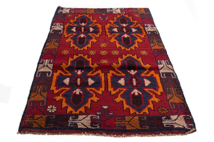 Detail image of 2' 10 x 4' 8 Hand Knotted Balouch Persian Wool Rug
