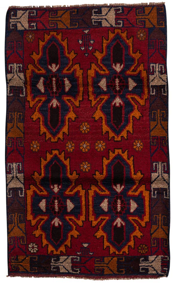 Detail image of 2' 10 x 4' 8 Hand Knotted Balouch Persian Wool Rug