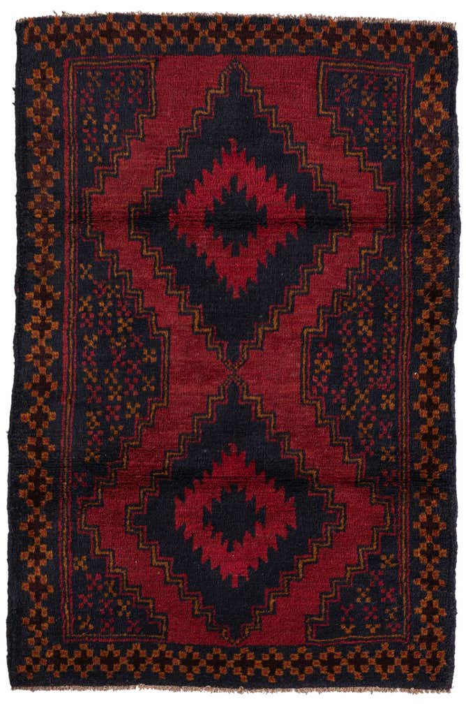 3' x 4' 6 Hand Knotted Balouch Persian Wool Rug