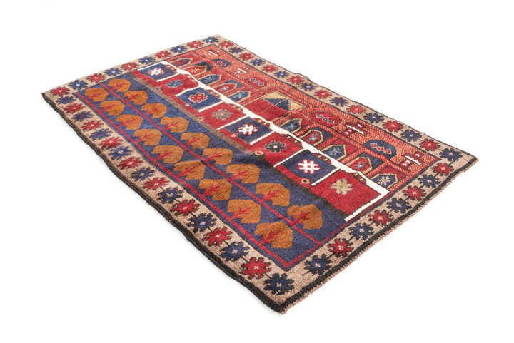 3' x 4' 7 Hand Knotted Balouch Persian Wool Rug