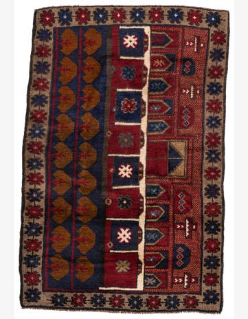 3' x 4' 7 Hand Knotted Balouch Persian Wool Rug