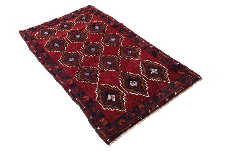 Detail image of 2' 9 x 4' 9 Hand Knotted Balouch Persian Wool Rug