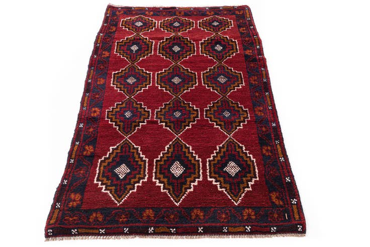 Detail image of 2' 9 x 4' 9 Hand Knotted Balouch Persian Wool Rug