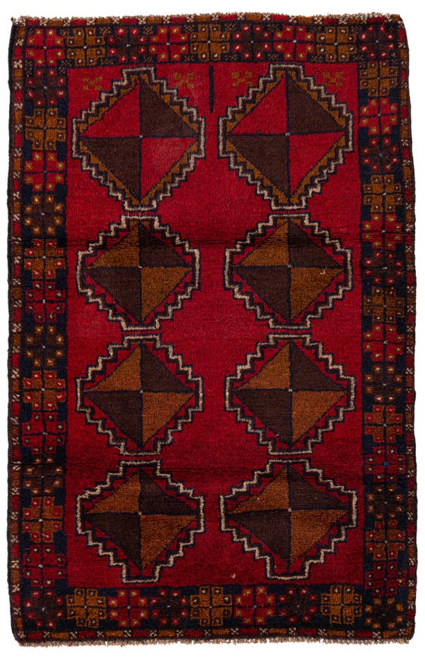Detail image of 2' 11 x 4' 6 Hand Knotted Balouch Persian Wool Rug