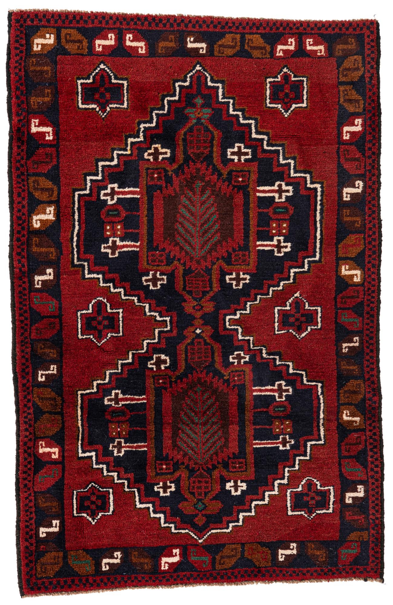 3' x 4' 6 Hand Knotted Balouch Persian Wool Rug