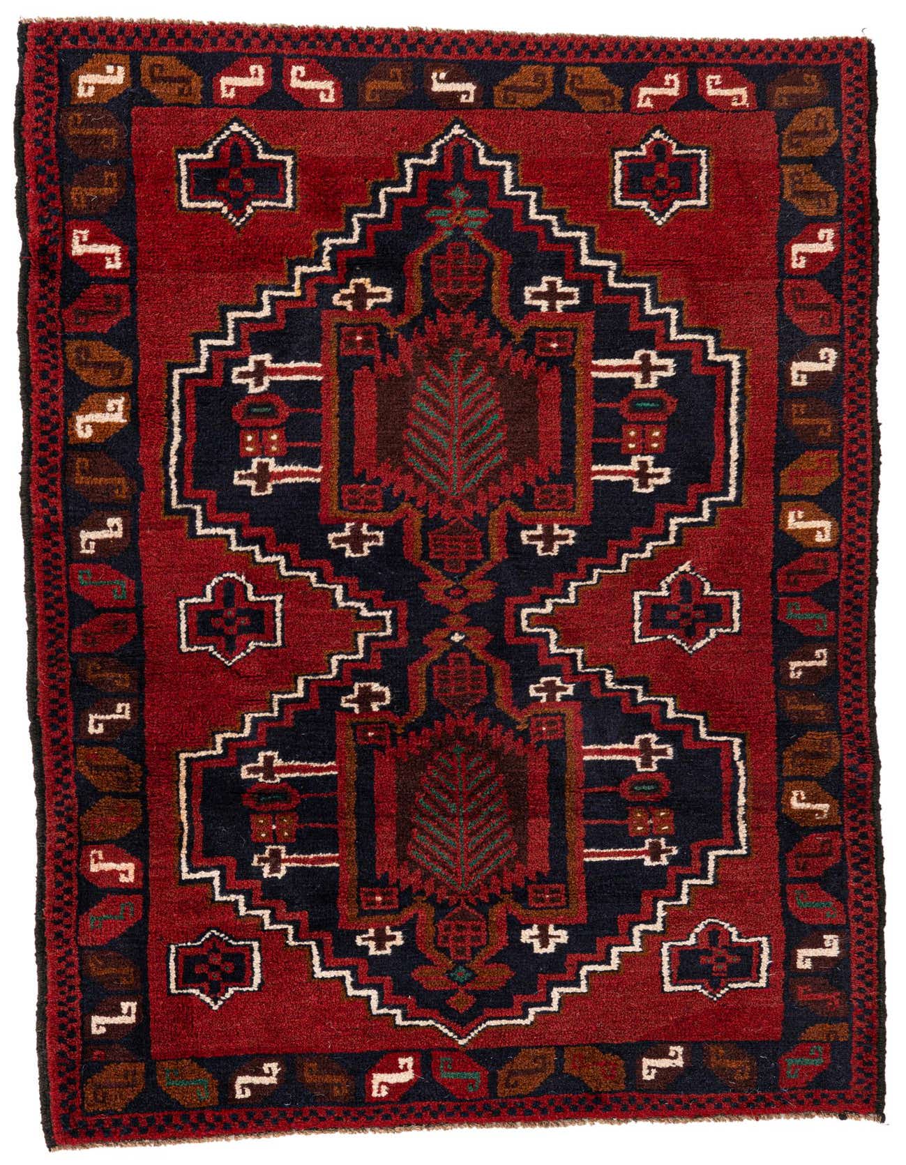3' x 4' 6 Hand Knotted Balouch Persian Wool Rug