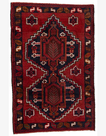 3' x 4' 6 Hand Knotted Balouch Persian Wool Rug