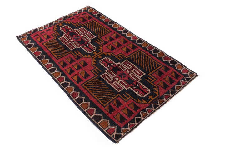 2' 10 x 4' 8 Hand Knotted Balouch Persian Wool Rug