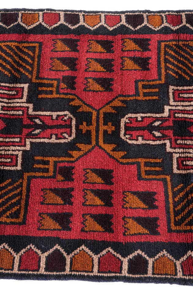 Detail image of 2' 10 x 4' 8 Hand Knotted Balouch Persian Wool Rug