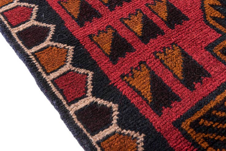 Detail image of 2' 10 x 4' 8 Hand Knotted Balouch Persian Wool Rug