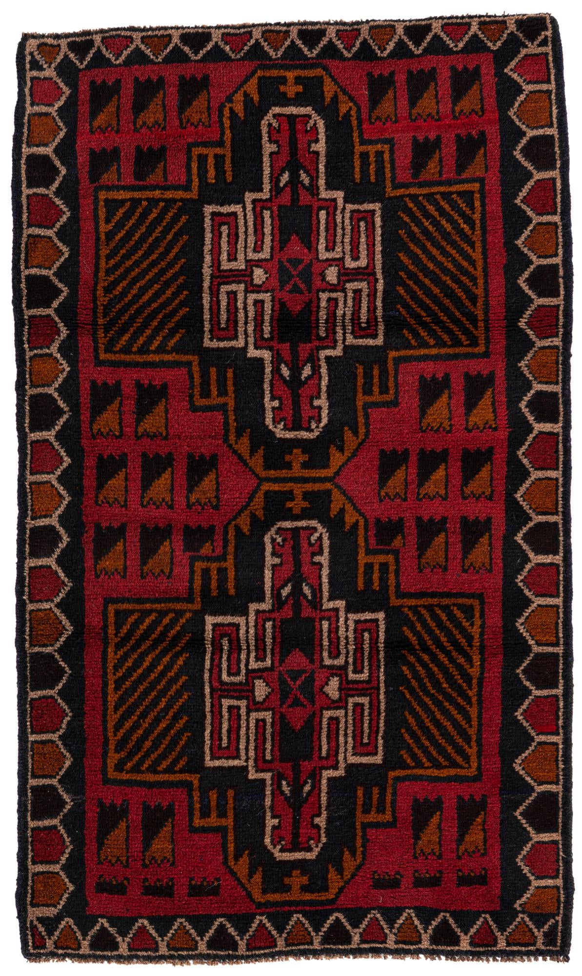 2' 10 x 4' 8 Hand Knotted Balouch Persian Wool Rug