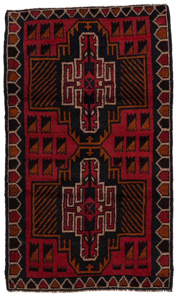 2' 10 x 4' 8 Hand Knotted Balouch Persian Wool Rug