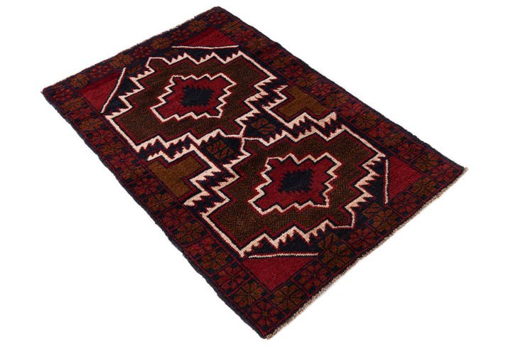 Detail image of 2' 10 x 4' 5 Hand Knotted Balouch Persian Wool Rug
