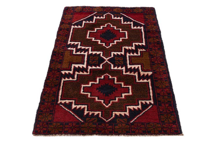 Detail image of 2' 10 x 4' 5 Hand Knotted Balouch Persian Wool Rug
