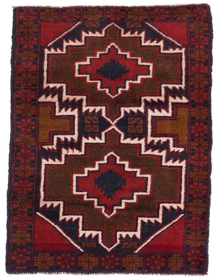 Detail image of 2' 10 x 4' 5 Hand Knotted Balouch Persian Wool Rug