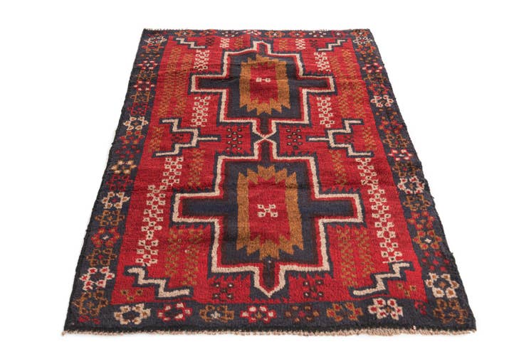 Detail image of 2' 10 x 4' 6 Hand Knotted Balouch Persian Wool Rug