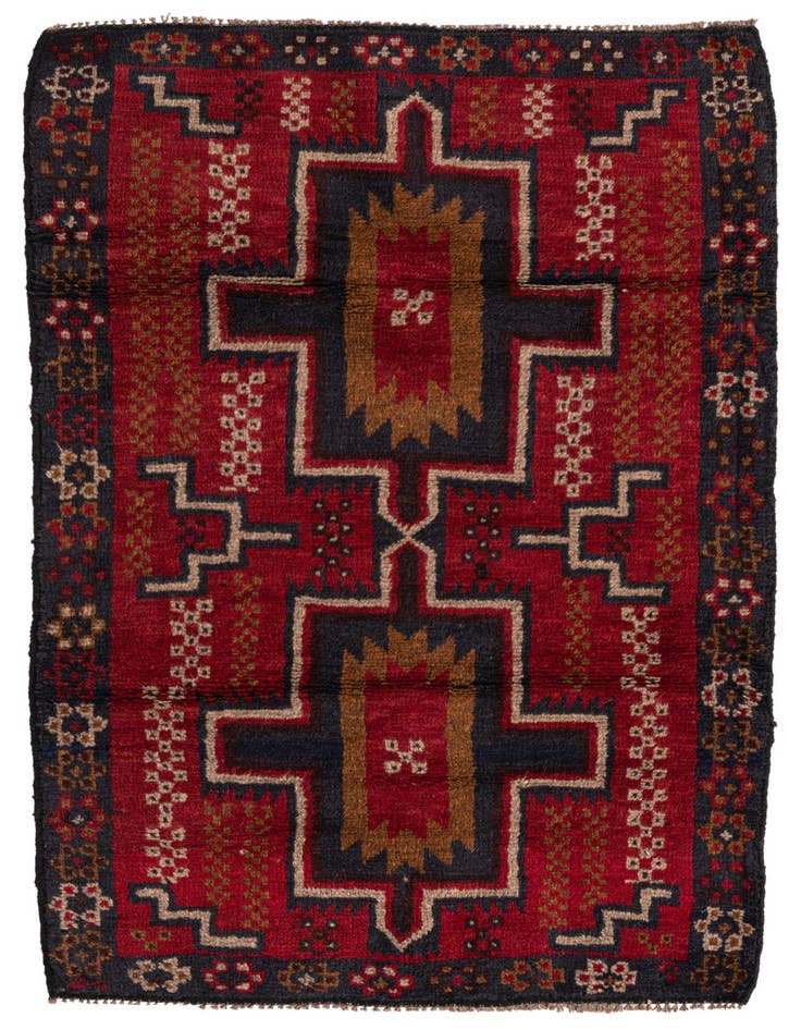 Detail image of 2' 10 x 4' 6 Hand Knotted Balouch Persian Wool Rug