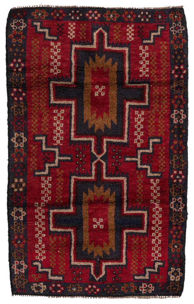 2' 10 x 4' 6 Hand Knotted Balouch Persian Wool Rug