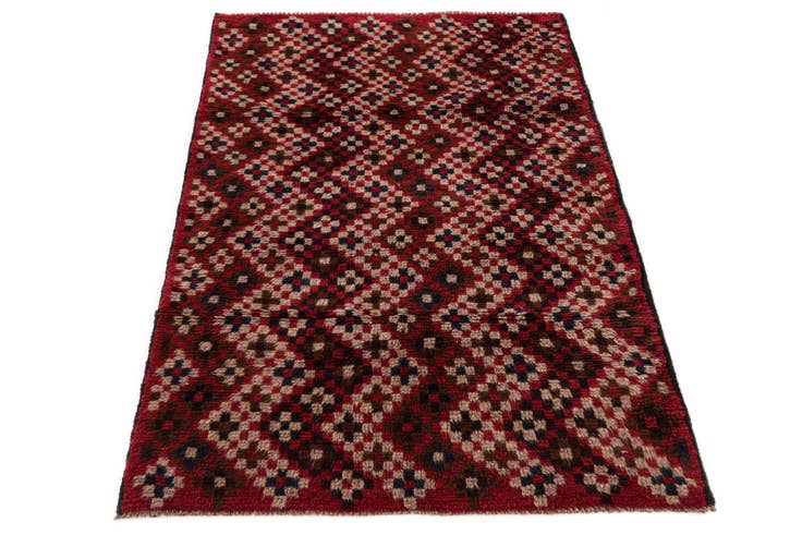 Detail image of 3' x 4' 6 Hand Knotted Balouch Persian Wool Rug