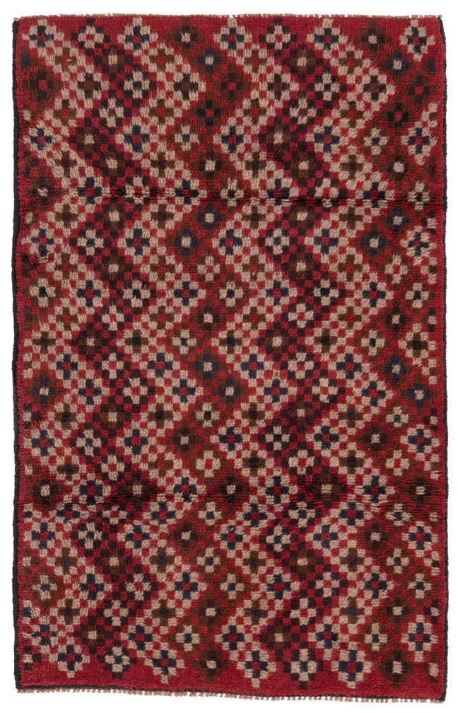 3' x 4' 6 Hand Knotted Balouch Persian Wool Rug