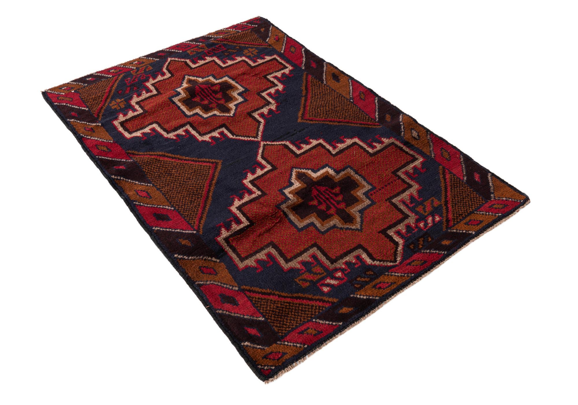2' 10 x 4' 6 Hand Knotted Balouch Persian Wool Rug