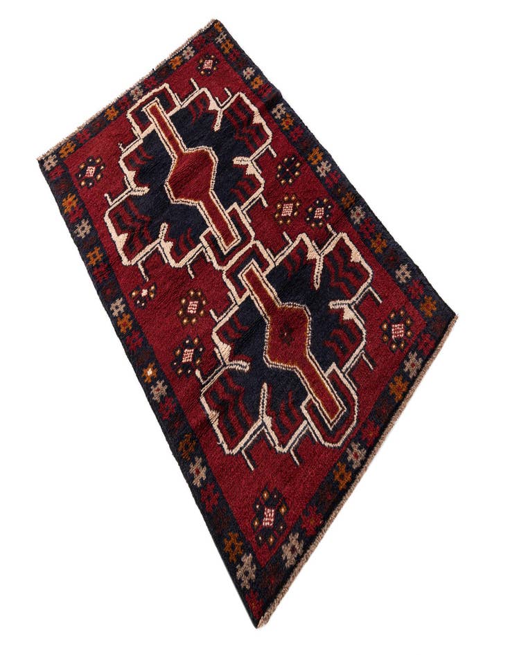 Detail image of 2' 10 x 4' 6  Hand Knotted Balouch Persian Wool Rug