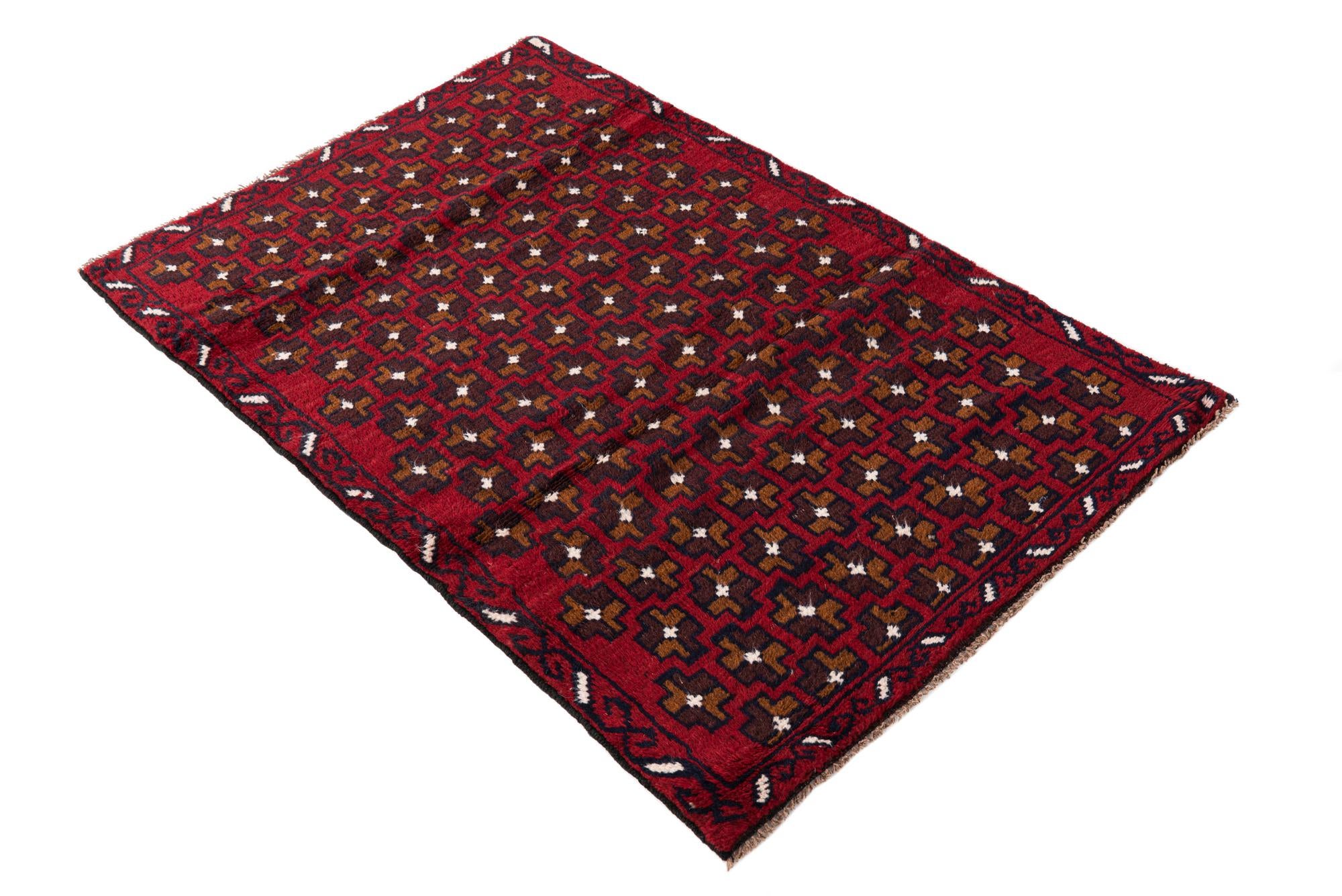 3' x 4' 6 Hand Knotted Balouch Persian Wool Rug