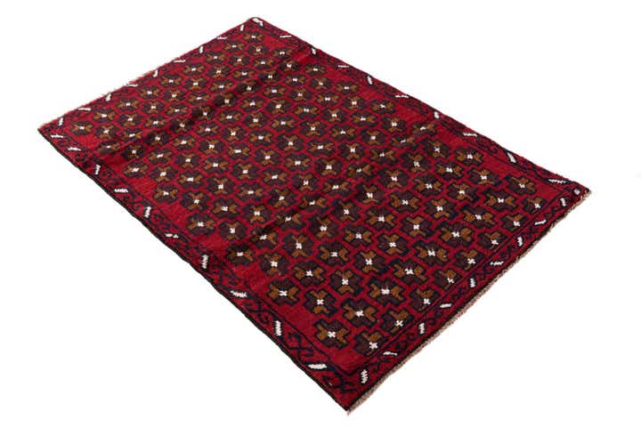 3' x 4' 6 Hand Knotted Balouch Persian Wool Rug