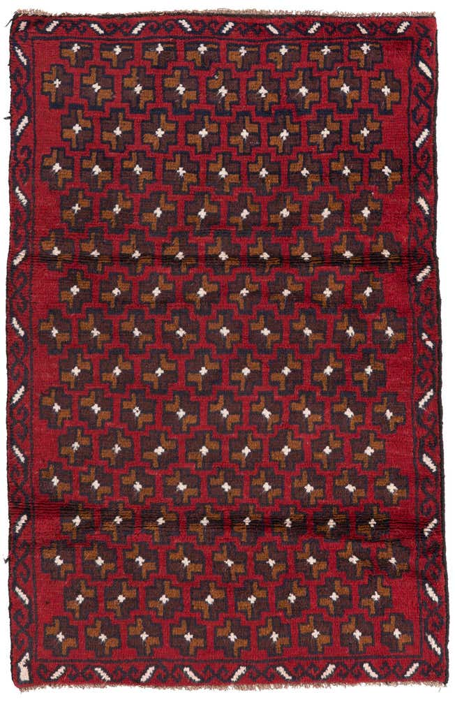 3' x 4' 6 Hand Knotted Balouch Persian Wool Rug