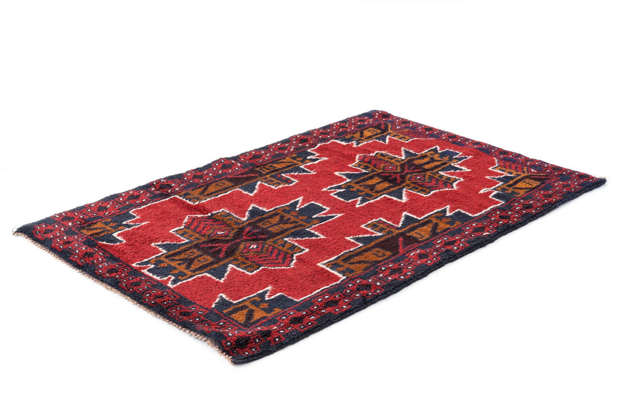 3' x 4' 7 Hand Knotted Balouch Persian Wool Rug
