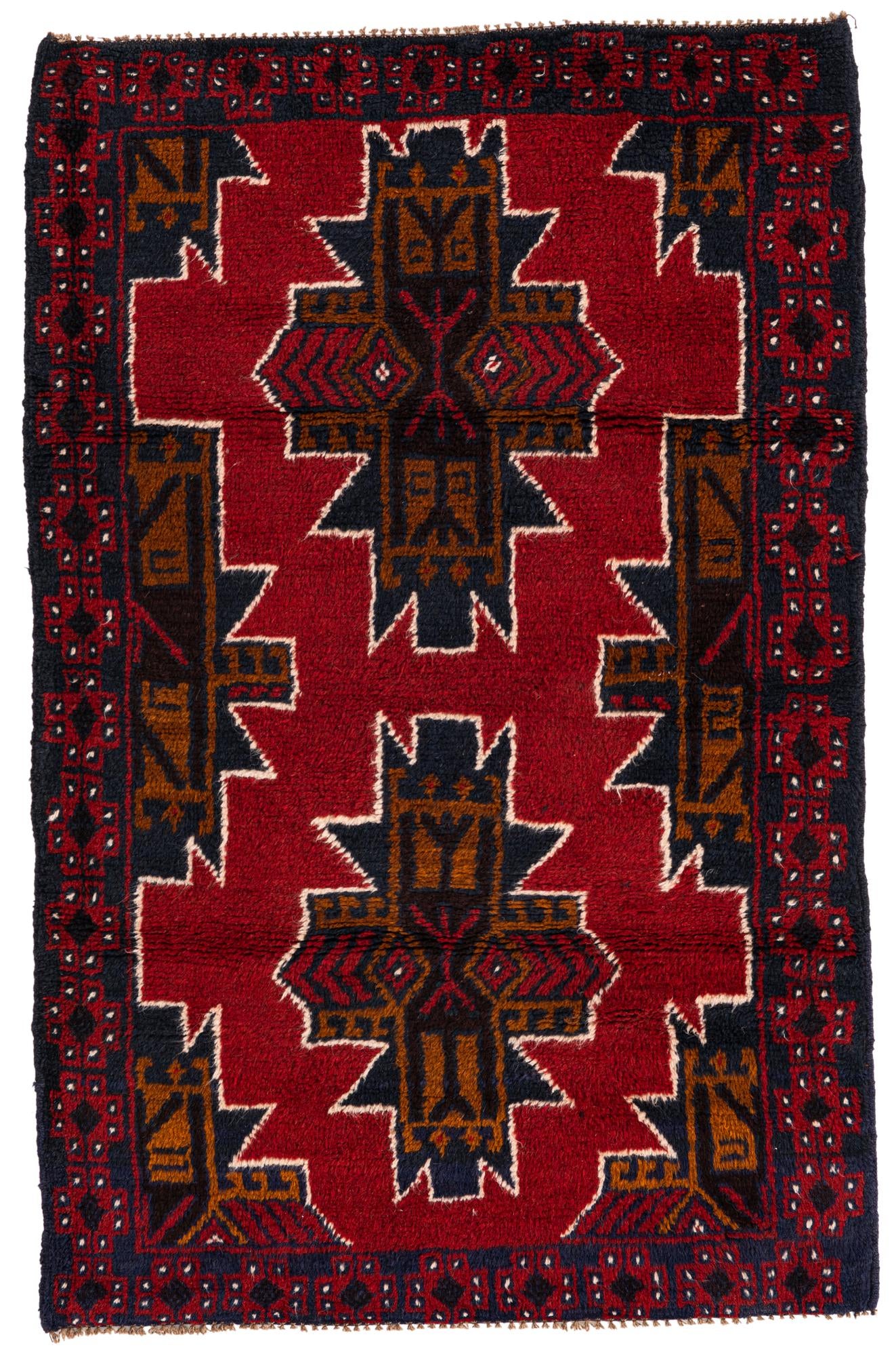 3' x 4' 7 Hand Knotted Balouch Persian Wool Rug