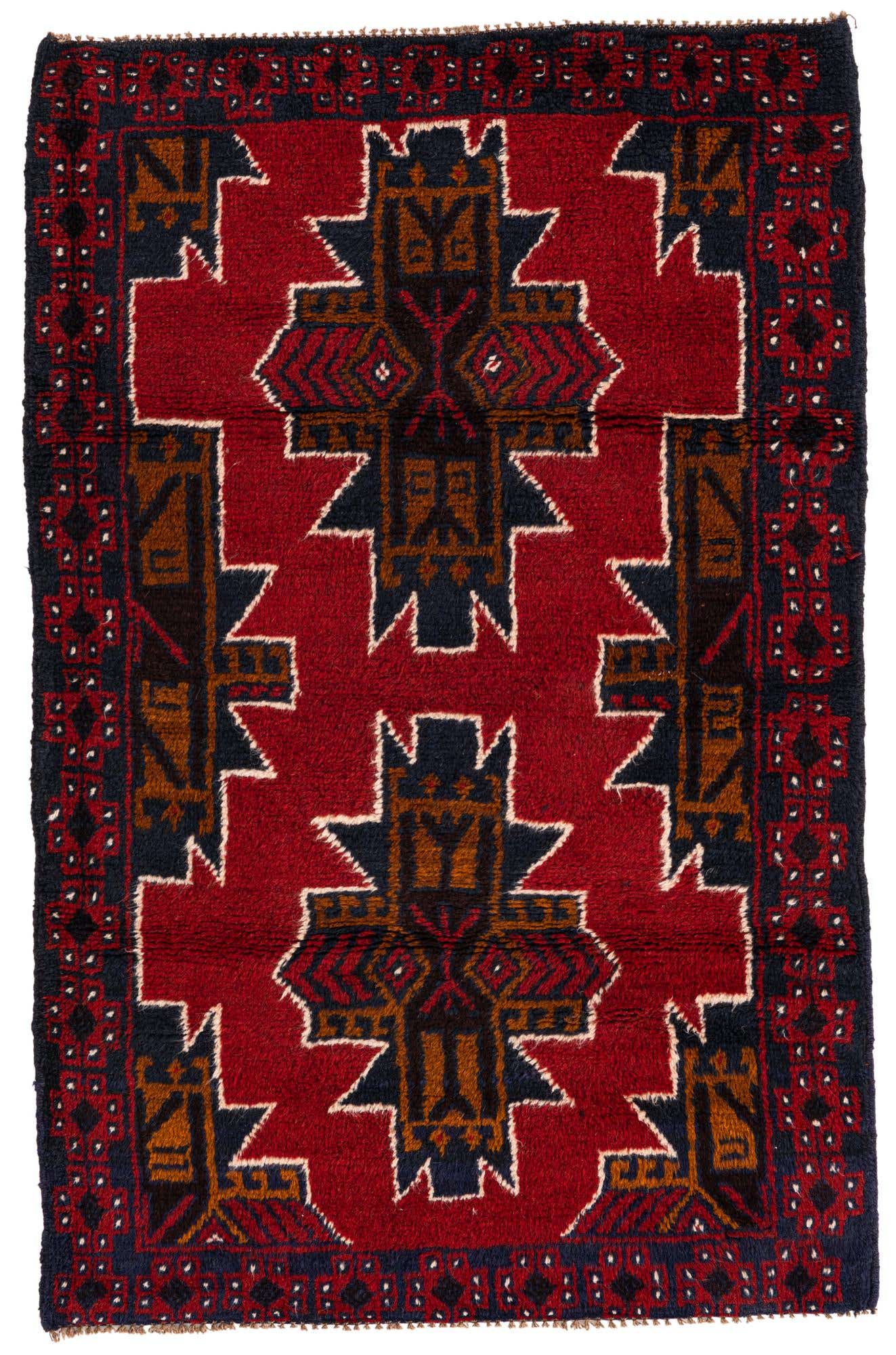 3' x 4' 7 Hand Knotted Balouch Persian Wool Rug