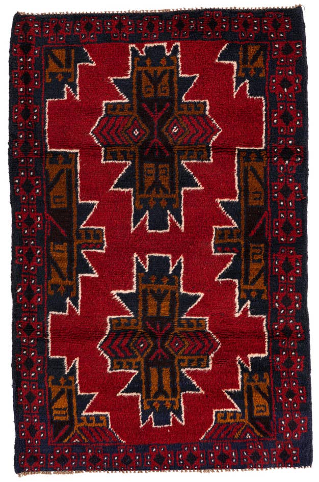 Detail image of 3' x 4' 7 Hand Knotted Balouch Persian Wool Rug