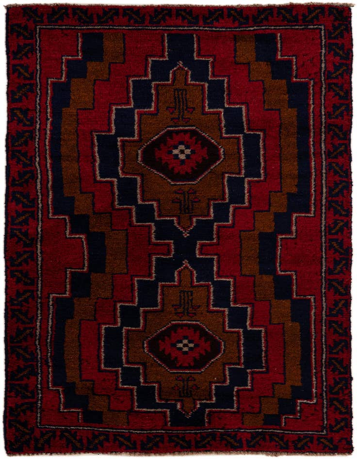Detail image of 2' 9 x 4' 8 Hand Knotted Balouch Persian Wool Rug
