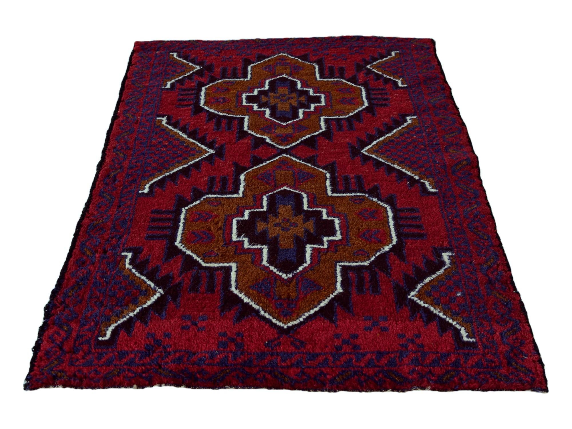 3' x 4' 7 Hand Knotted Balouch Persian Wool Rug