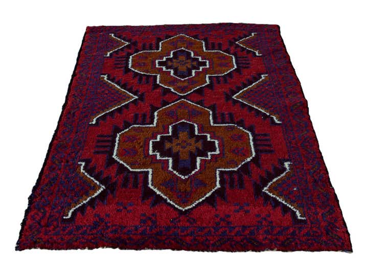 3' x 4' 7 Hand Knotted Balouch Persian Wool Rug