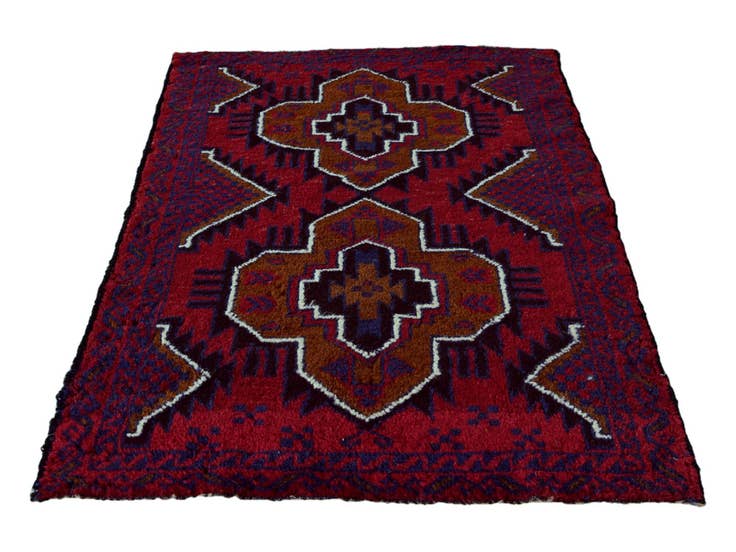 Detail image of 3' x 4' 7 Hand Knotted Balouch Persian Wool Rug