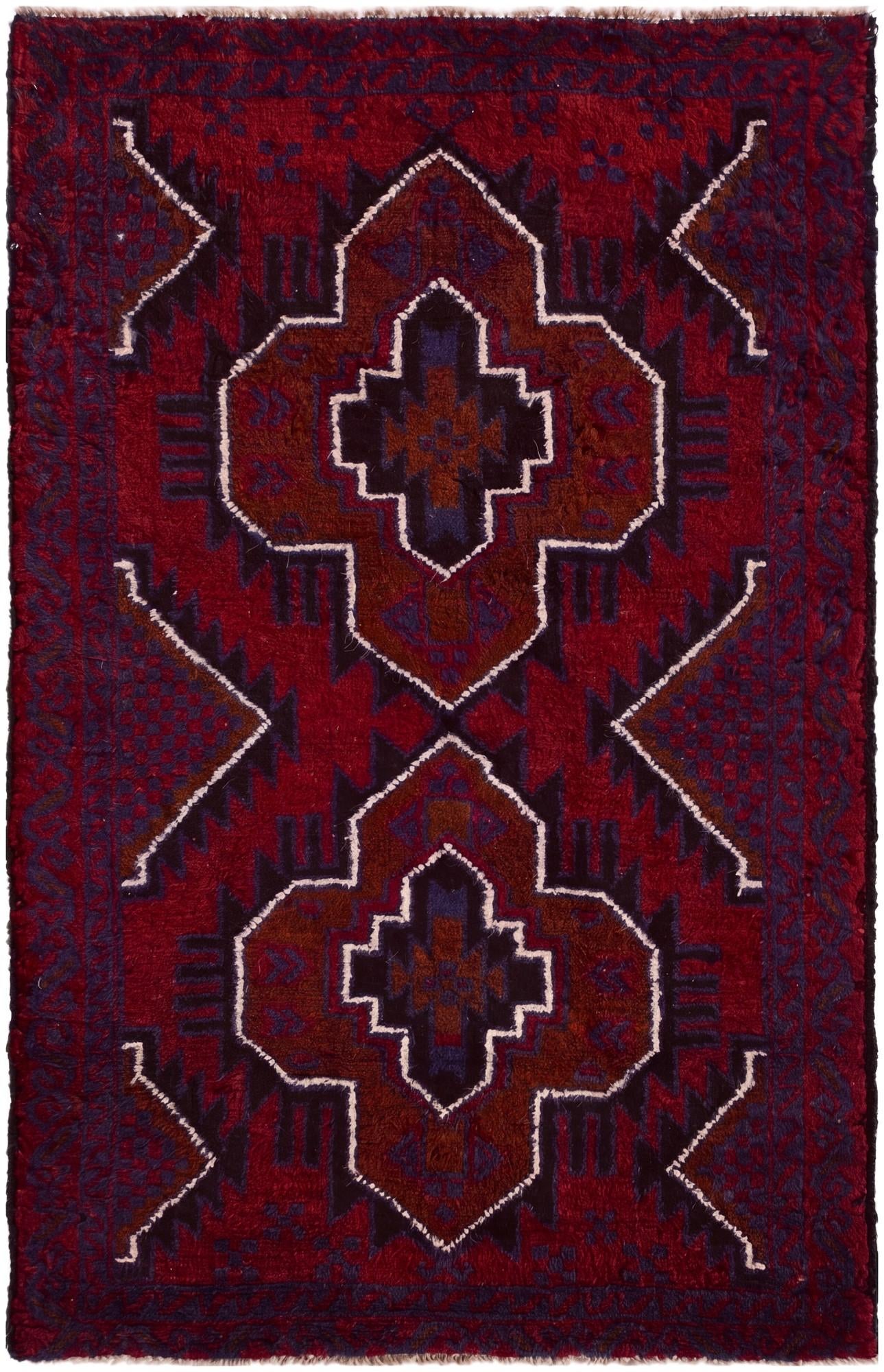 3' x 4' 7 Hand Knotted Balouch Persian Wool Rug