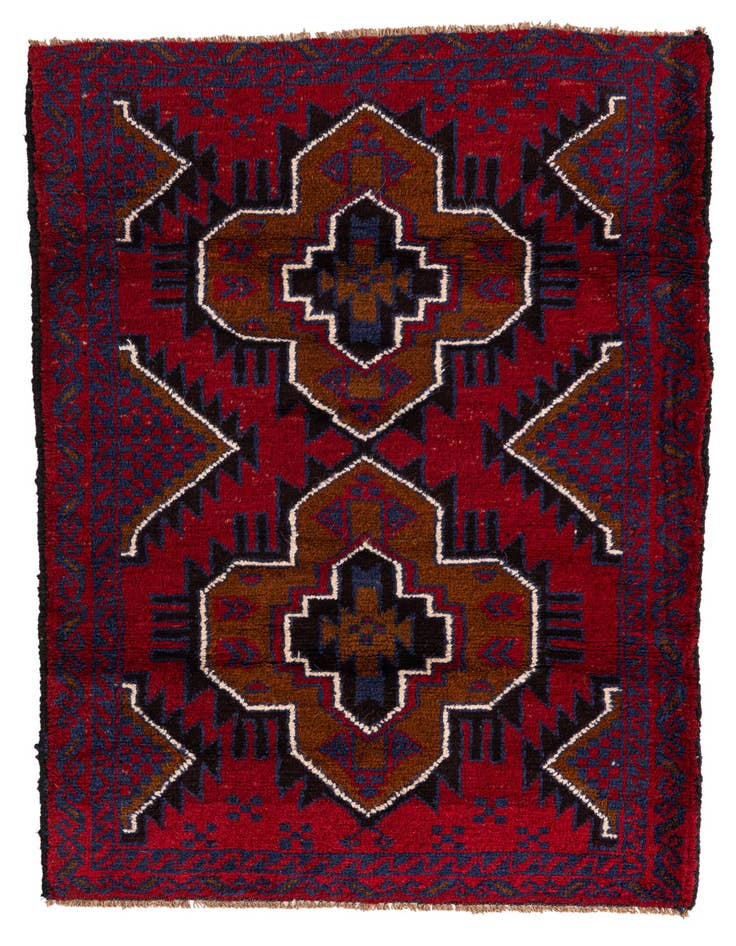 Detail image of 3' x 4' 7 Hand Knotted Balouch Persian Wool Rug