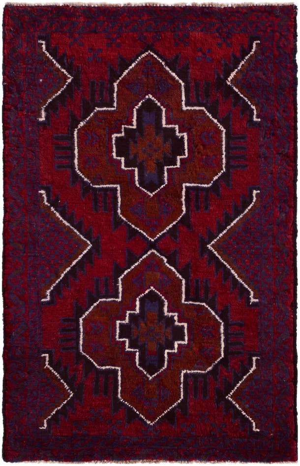 Detail image of 3' x 4' 7 Hand Knotted Balouch Persian Wool Rug