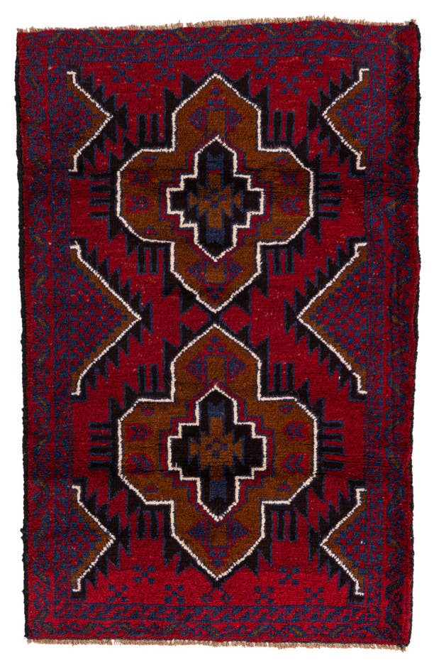 Detail image of 3' x 4' 7 Hand Knotted Balouch Persian Wool Rug