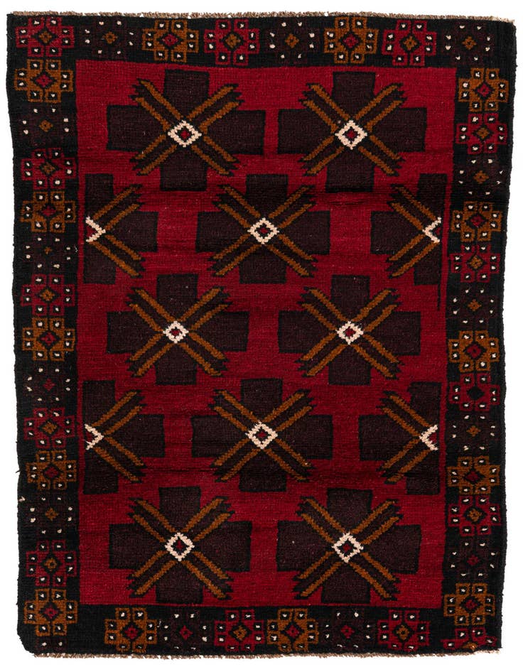 Detail image of 2' 9 x 4' 8 Hand Knotted Balouch Persian Wool Rug