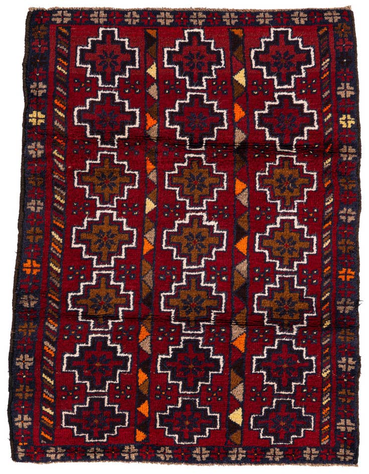 Detail image of 2' 10 x 4' 7 Hand Knotted Balouch Persian Wool Rug