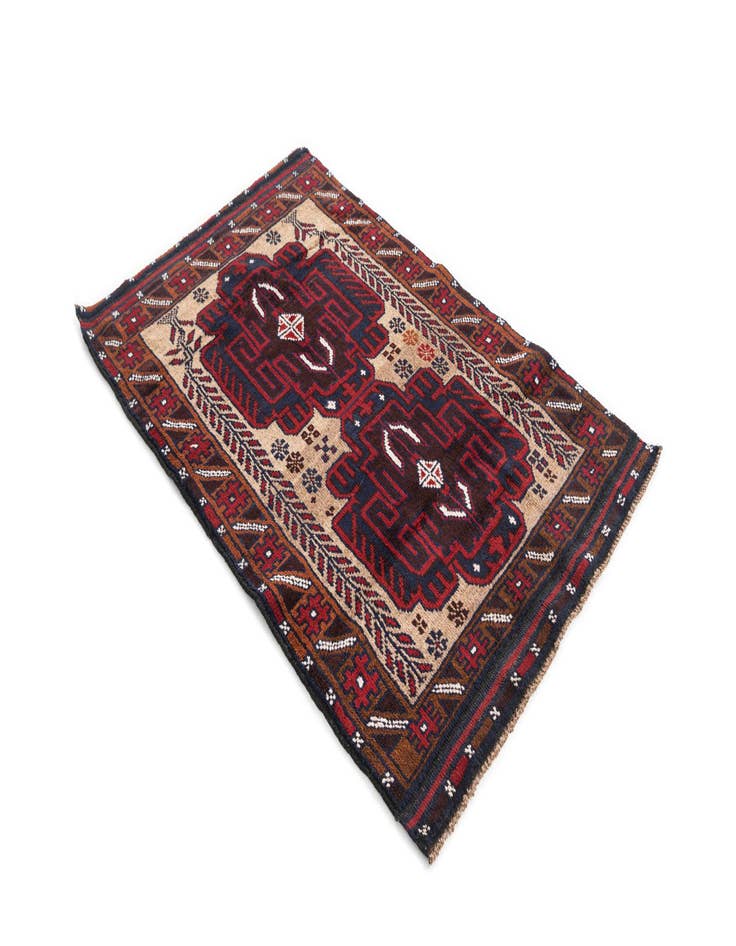 Detail image of 2' 10 x 4' 6 Hand Knotted Balouch Persian Wool Rug