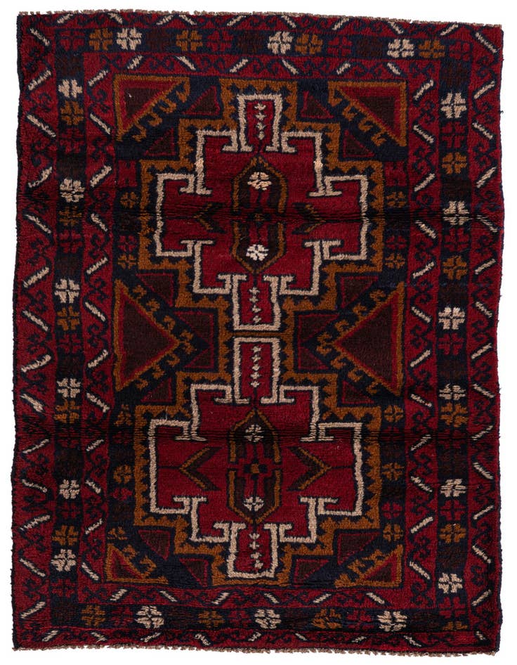 Detail image of 2' 10 x 4' 10 Hand Knotted Balouch Persian Wool Rug