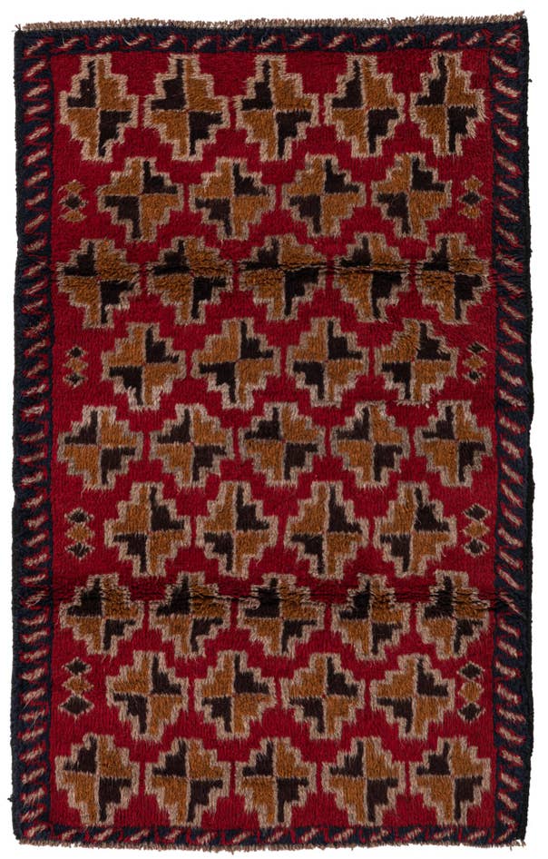 Detail image of 2' 10 x 4' 7 Hand Knotted Balouch Persian Wool Rug