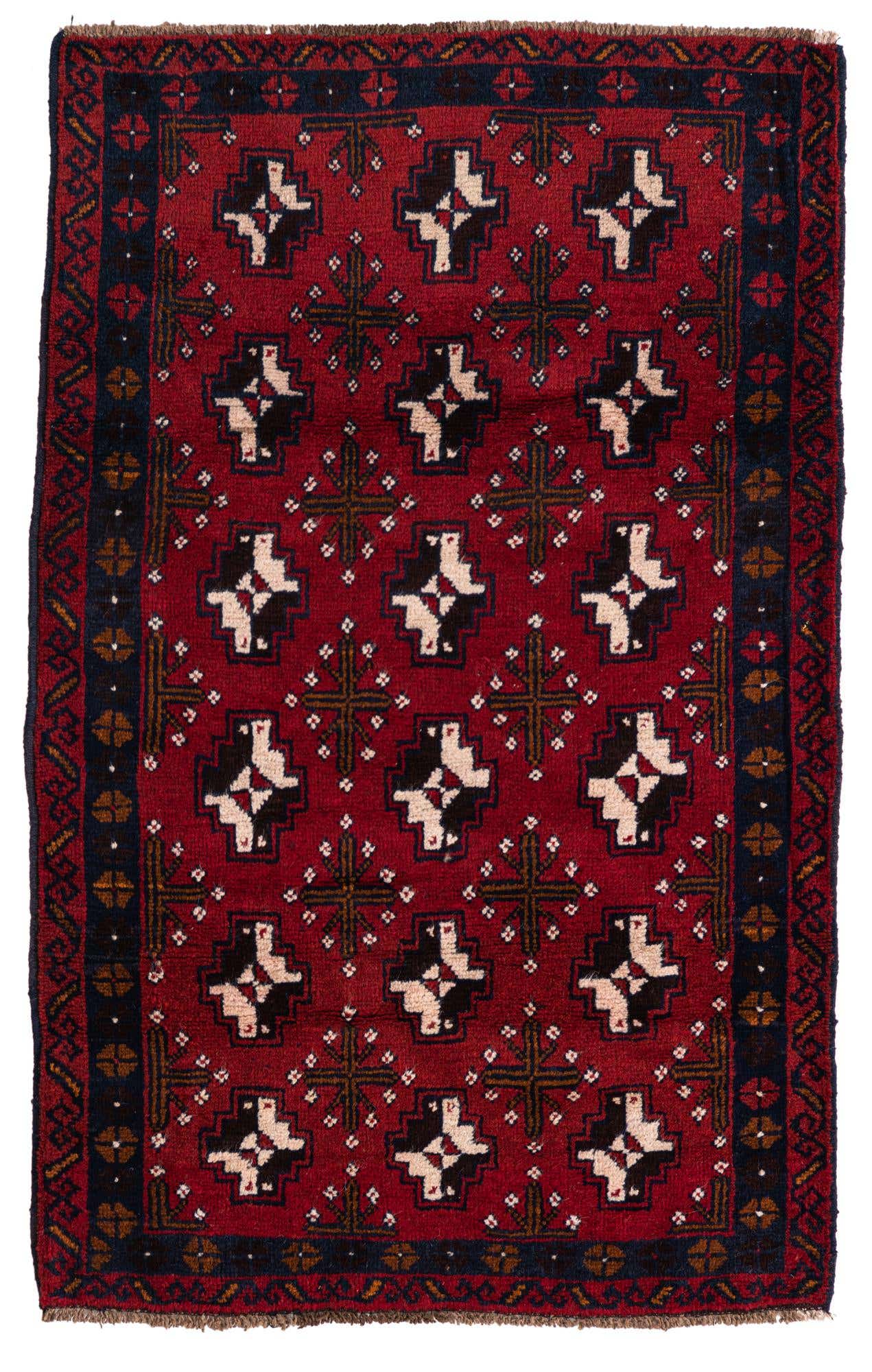 3' x 4' 9 Hand Knotted Balouch Persian Wool Rug